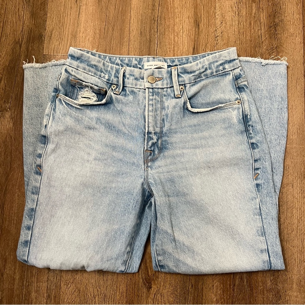 GOOD AMERICAN Good Girlfriend Distressed Jeans‎ In Blue 637 - Picture 6 of 11